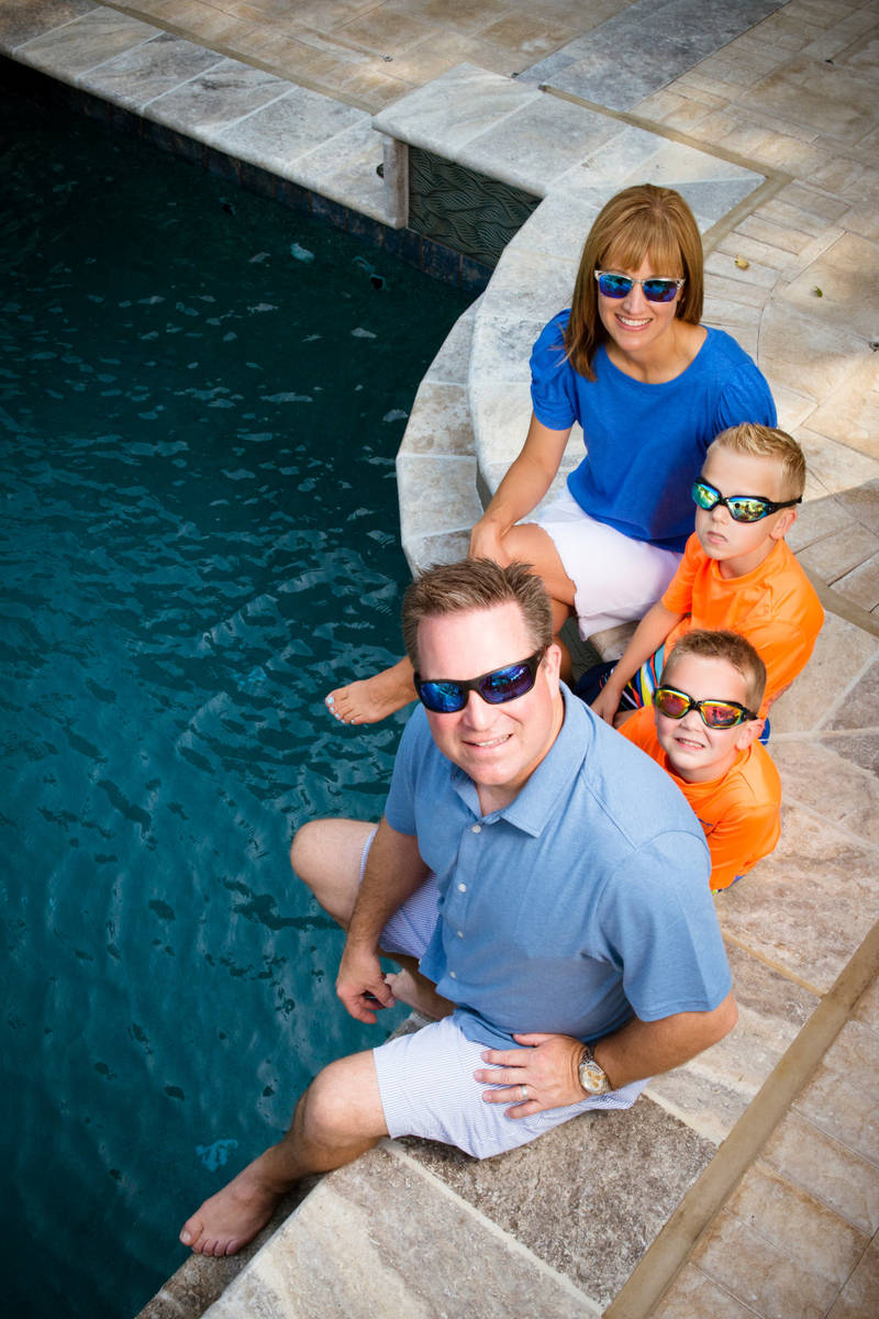 Family portrait with pool